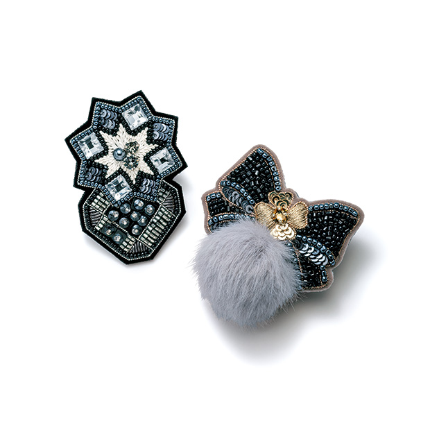 ふわふわリボン＆キラキラデコ／ブローチセット