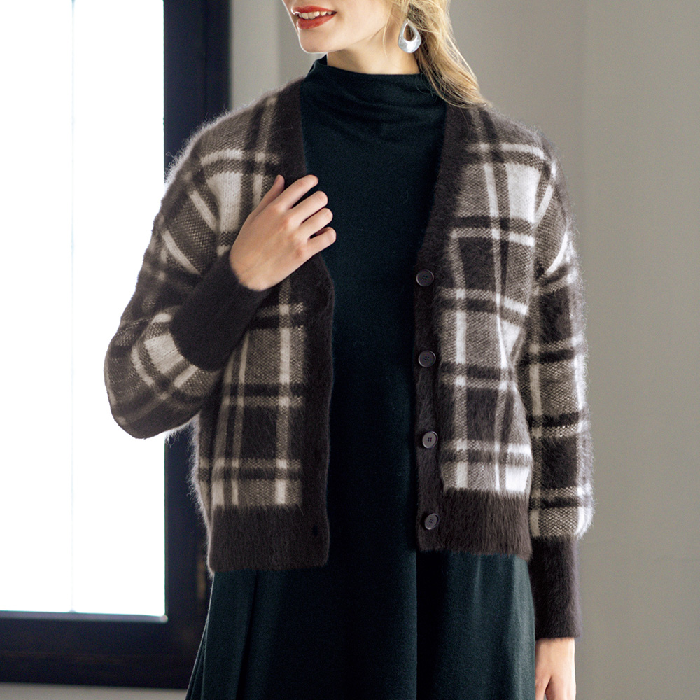 フォックスカシミヤジャカードカーディガン