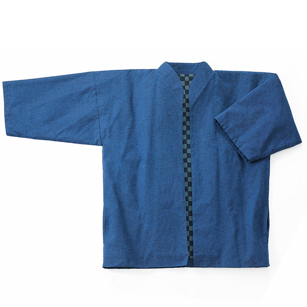 久留米織立ち襟の茶羽織