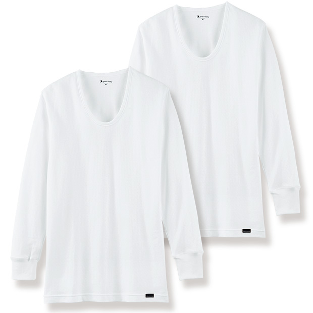 柔らかコットンのU首インナーシャツ／2枚セット