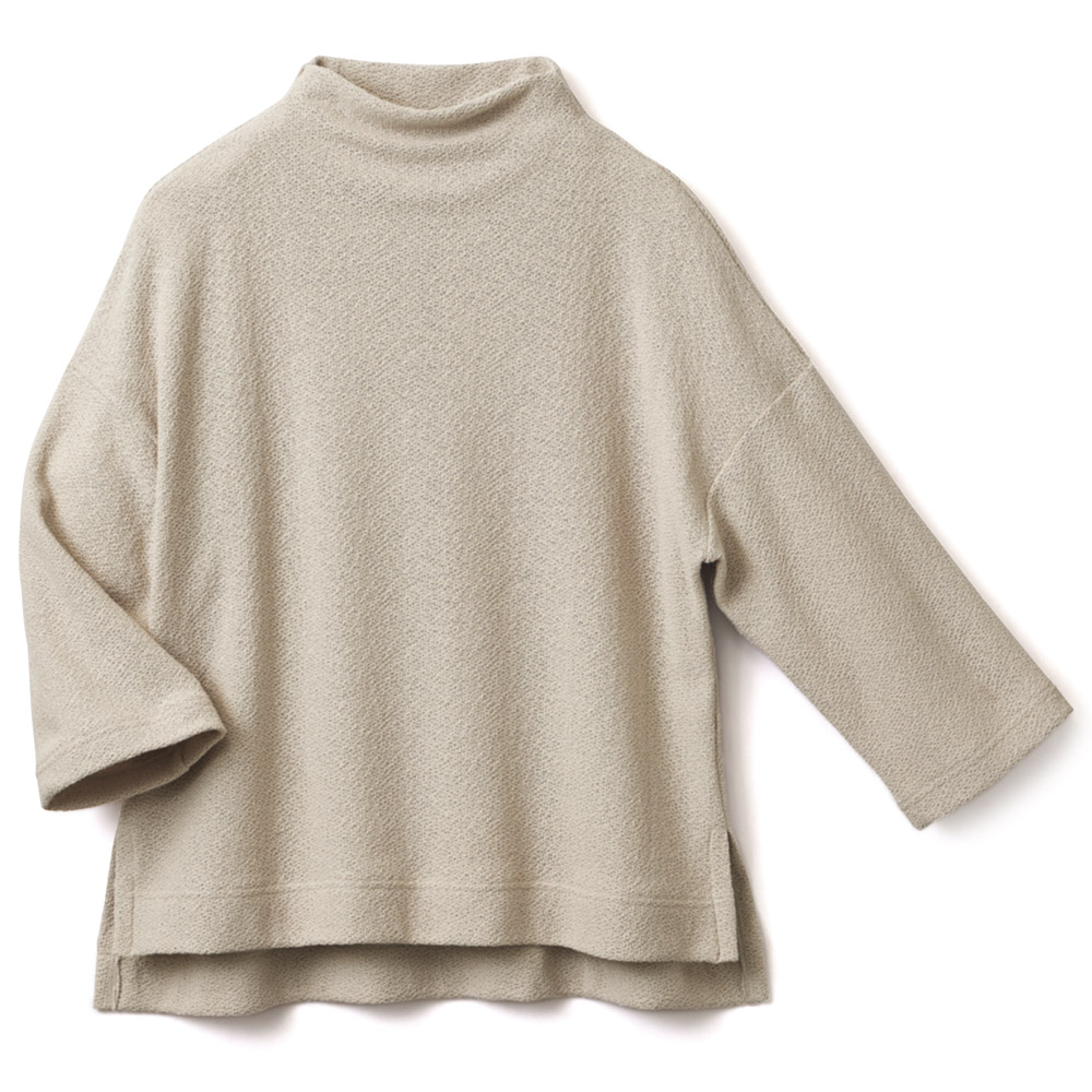 綿混変わり編みジャージープルオーバー