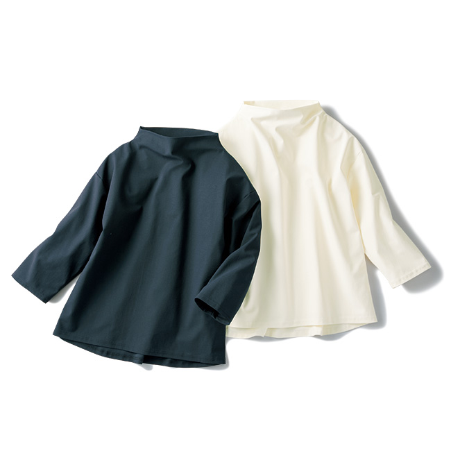 コットン混ちびボトルネックプルオーバー