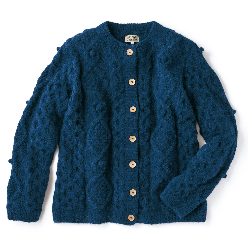 アルパカ混ケーブルカーディガン