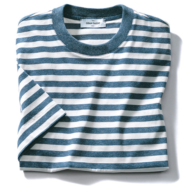 コットンリネンボーダーTシャツ