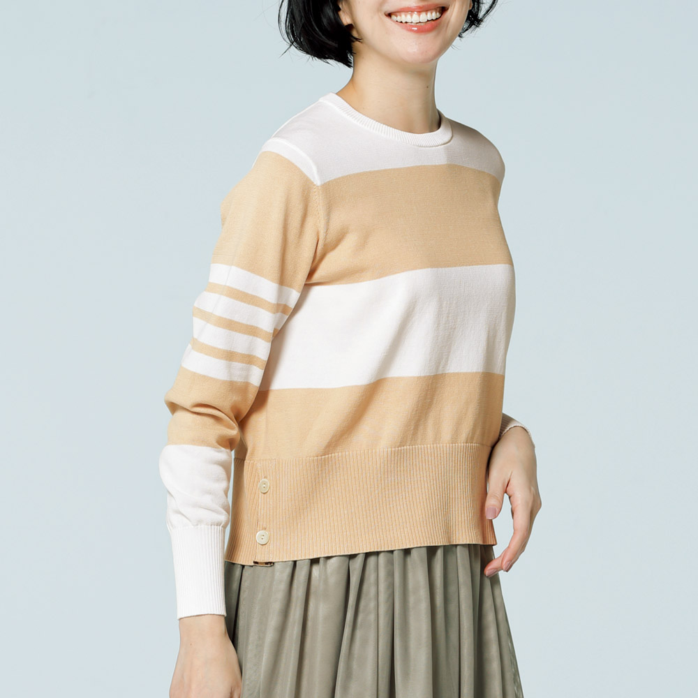 イタリア糸･コットンボーターニットプルオーバー