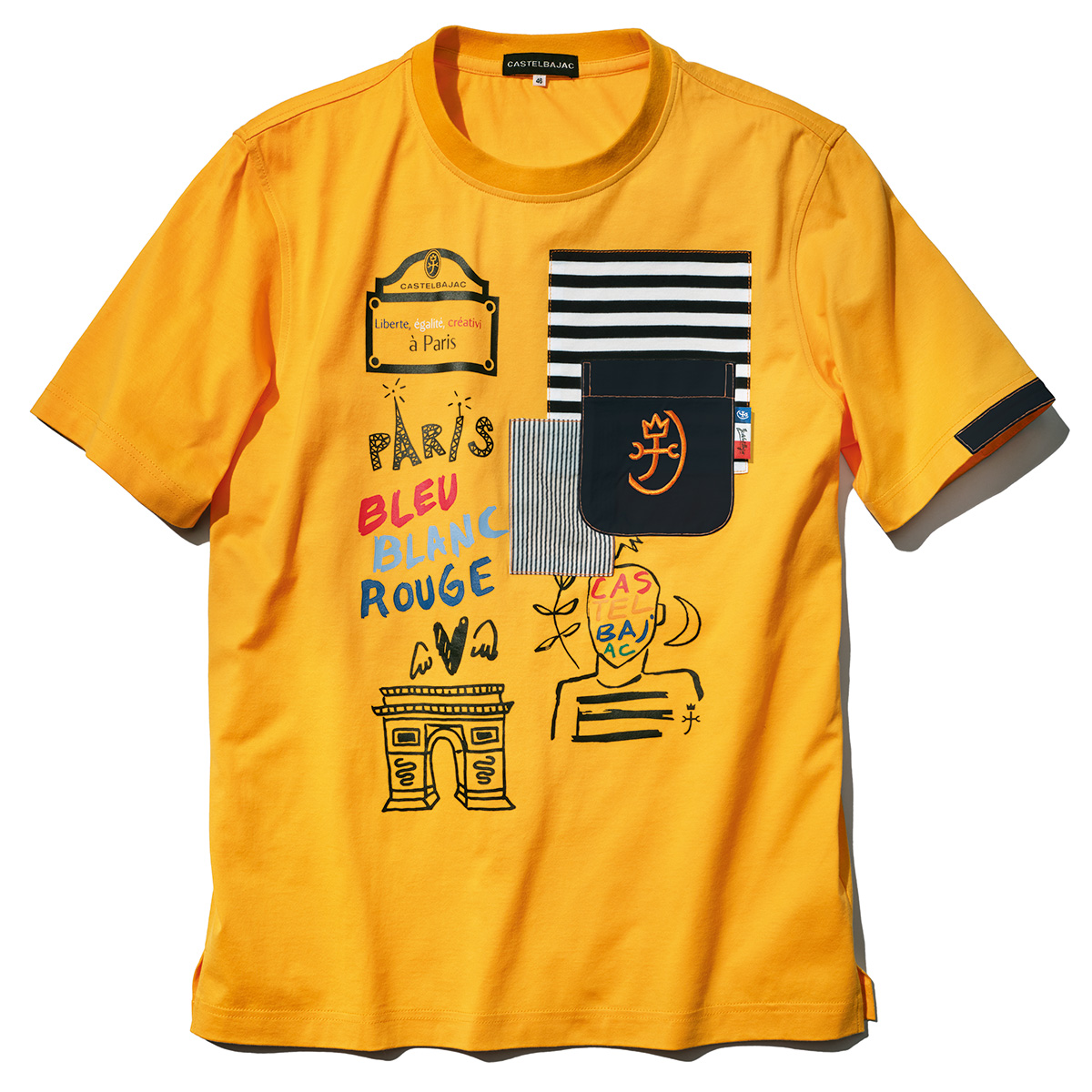 異素材使いのアートプリントTシャツ