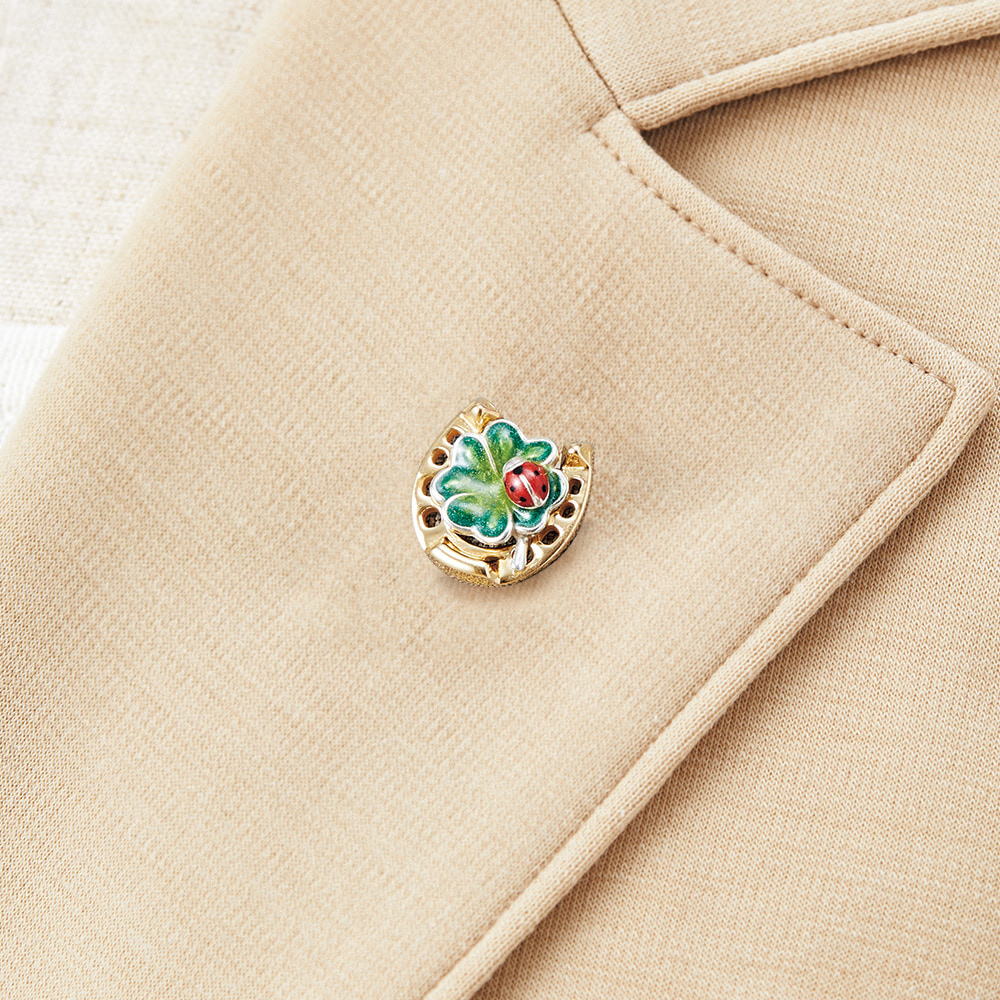 ピンブローチ／馬蹄とクローバー