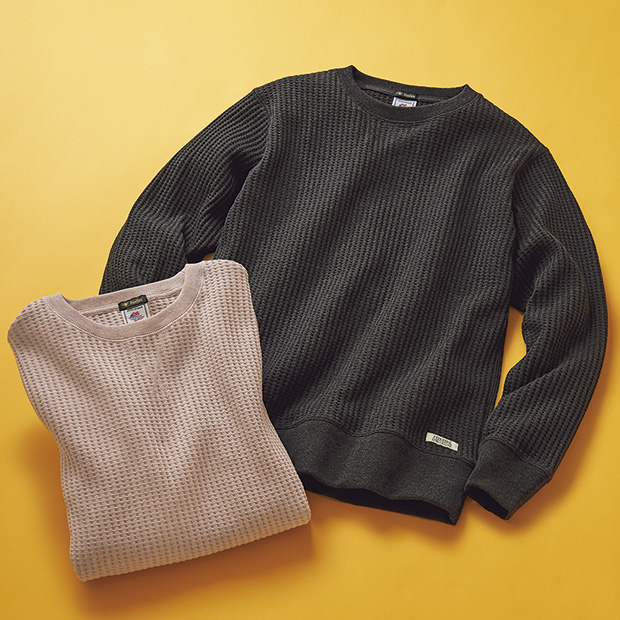 ヘビーワッフルクルーネックシャツ