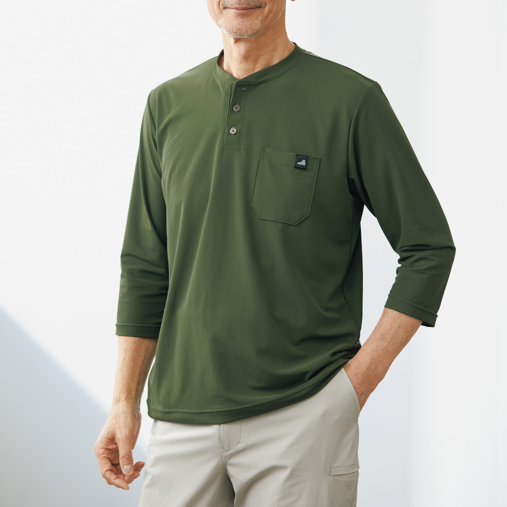 レイブロック・七分袖ヘンリーネックTシャツ/2色セット