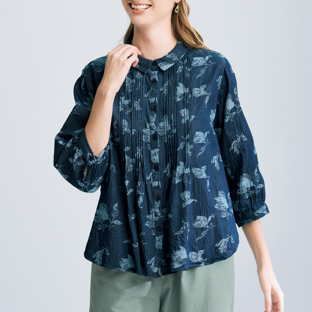 ジャカードデニムブラウス