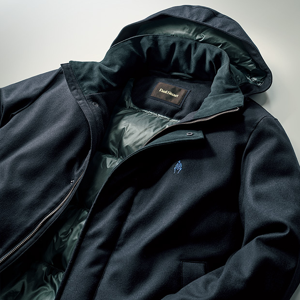 ウール混フランネル･シェルダウンジャケット