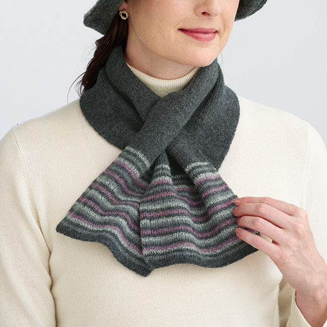 縮じゅうウールのリバーシブルハット／マフラー付き