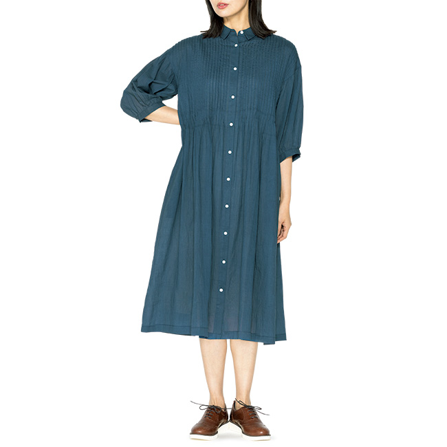 コットンボイルピンタックワンピース