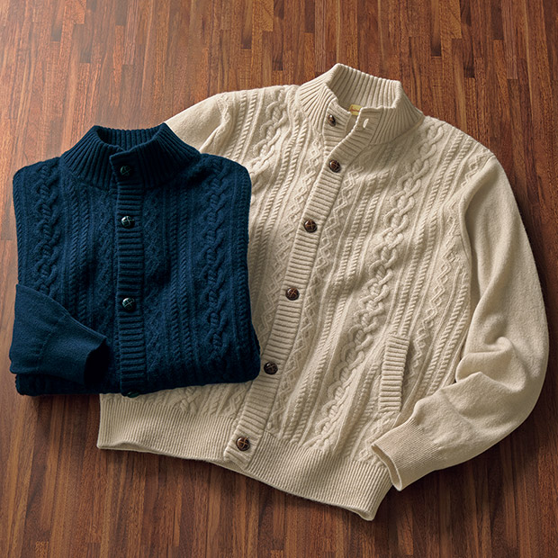 洗えるカシミヤ･アラン柄ブルゾン