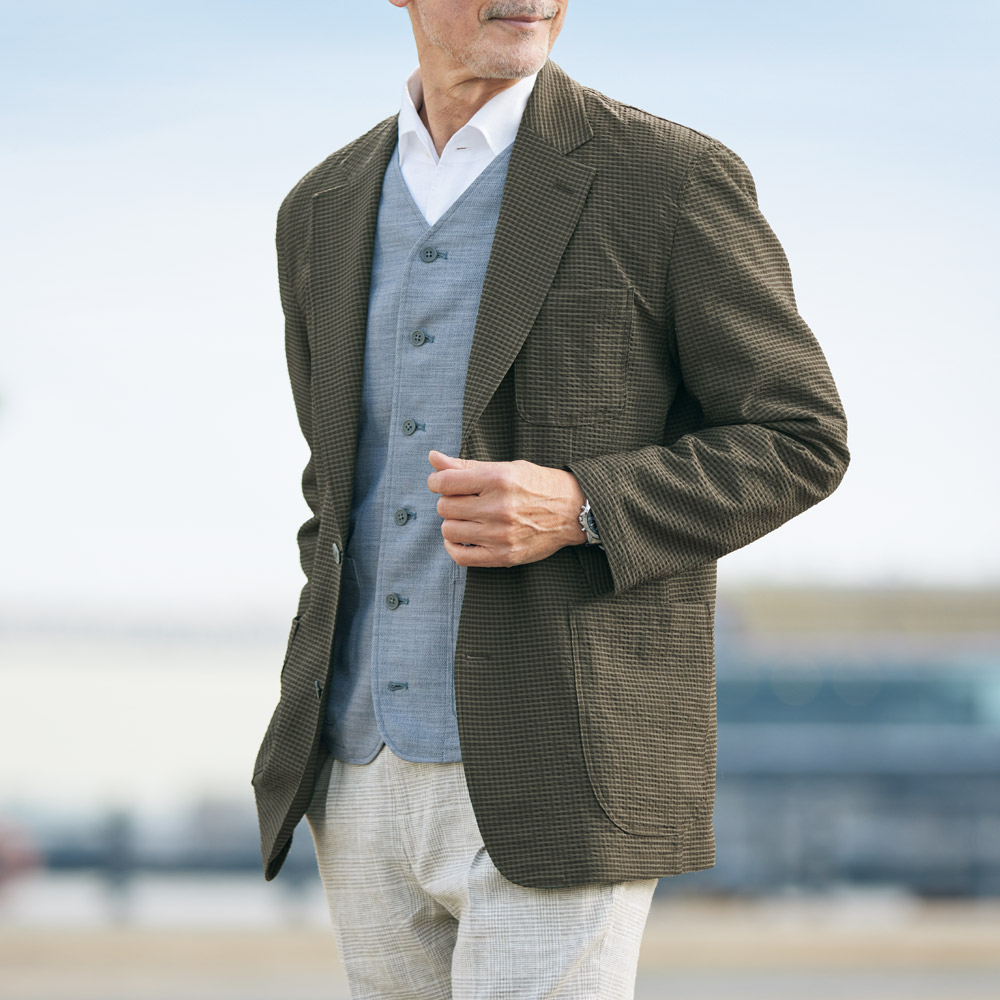 ドットエアサッカー･軽量シャツジャケット