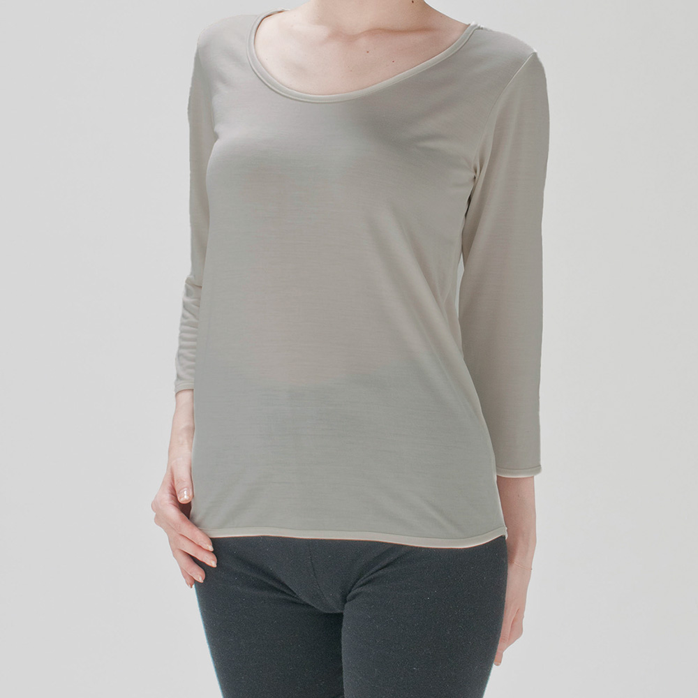 シルク100％七分袖トップス／2枚組