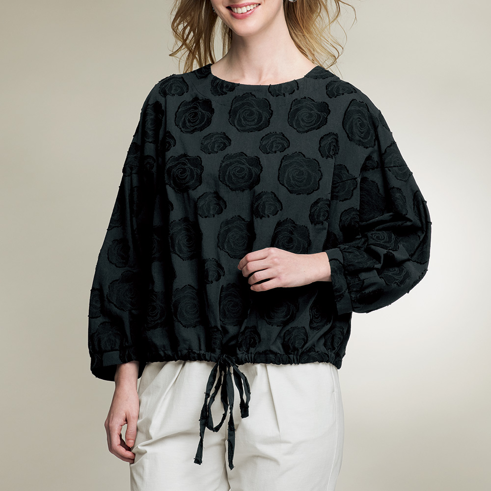 ローズ柄ジャカードデザインブラウス