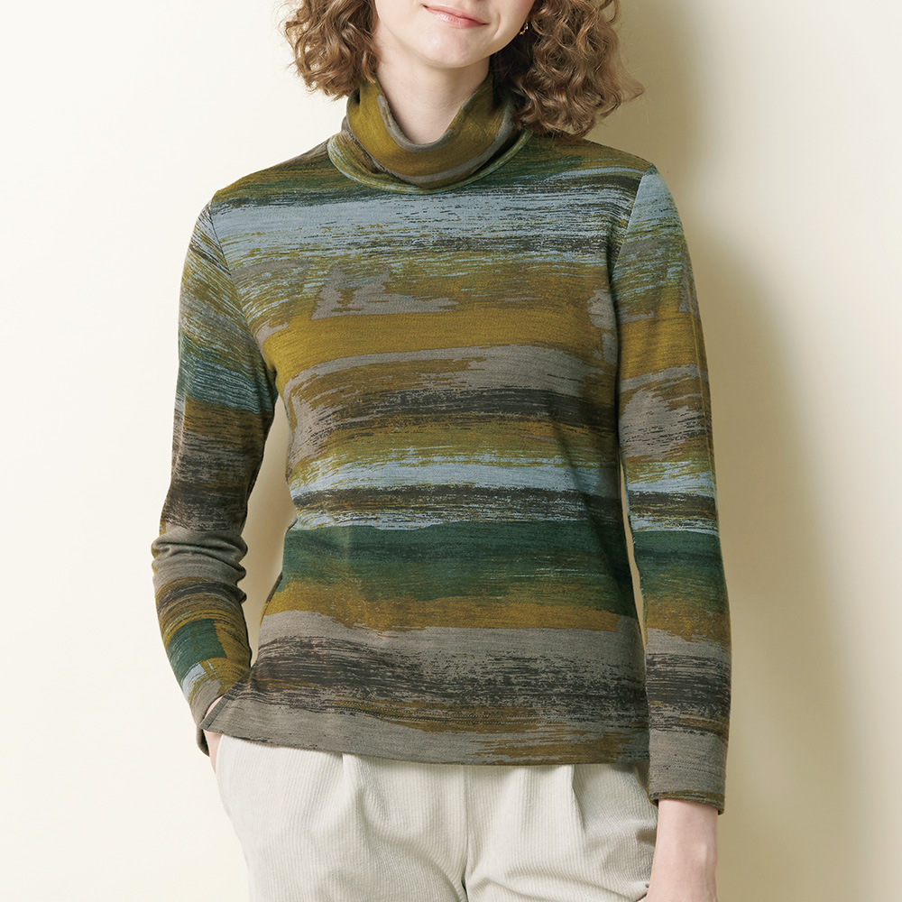 ウール混接結ニットプルオーバー