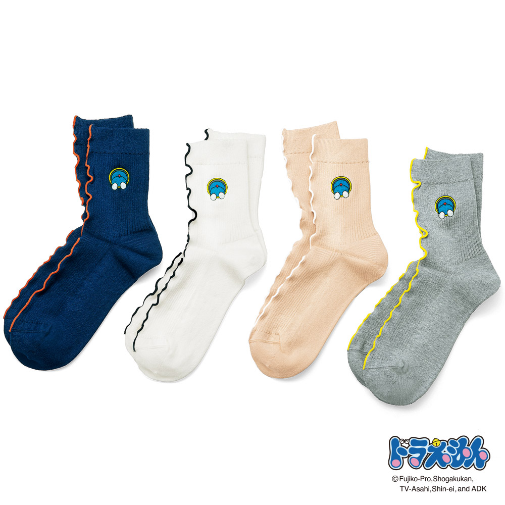 ドラえもんのメロー仕立てのソックス／4色セット
