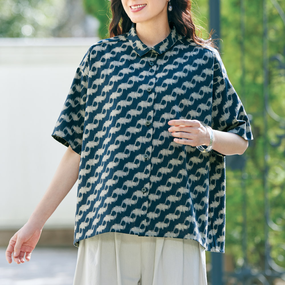 インディゴ抜染シャツ