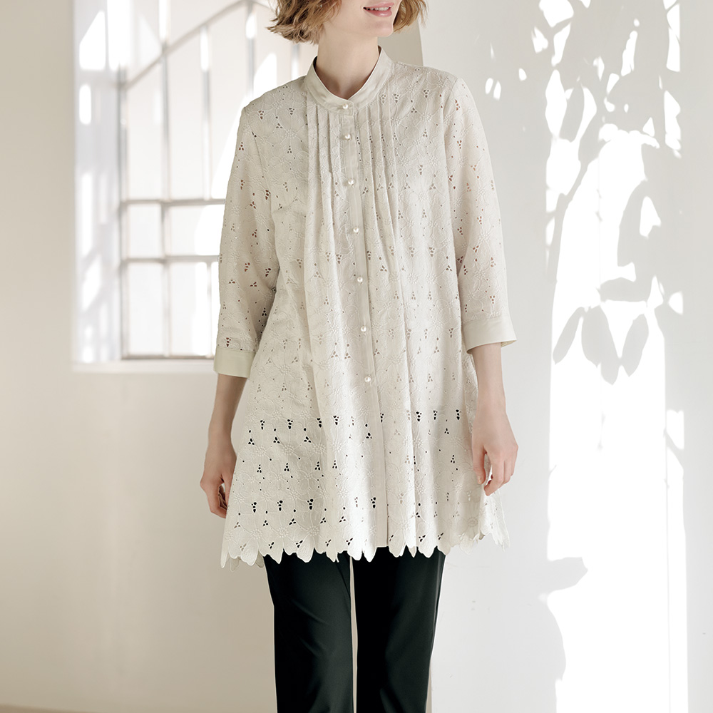 スカラップレース使い羽織りブラウス