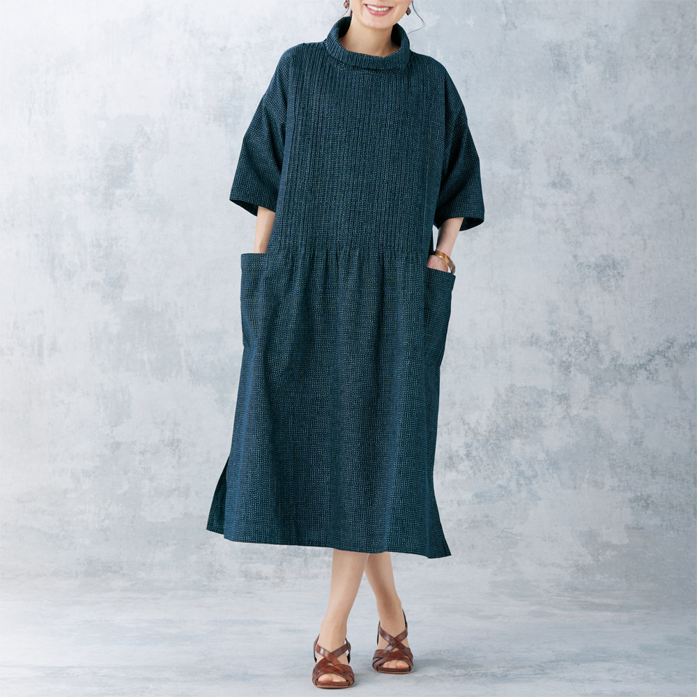 西原文人ピンタックワンピース