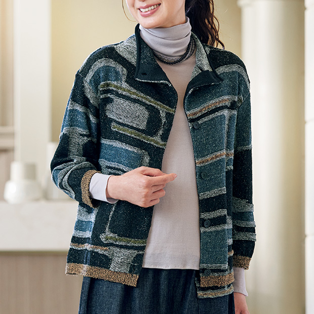 シルク混ニットジャケット