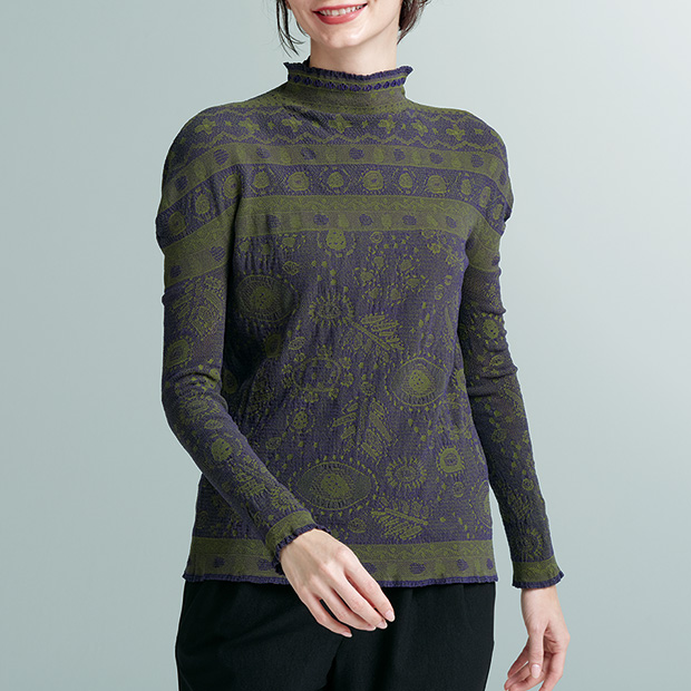 ラッセル編みリバーシブルプルオーバー