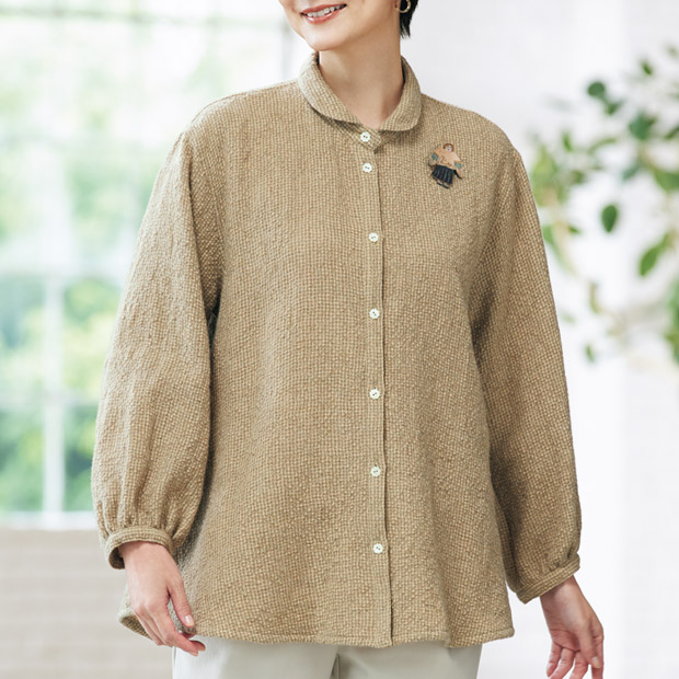 ウール麻綿フレアーブラウザー