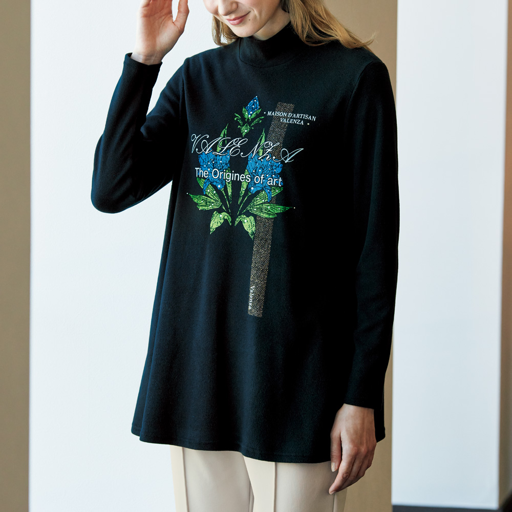 スワロフスキークリスタル付きプリントチュニック