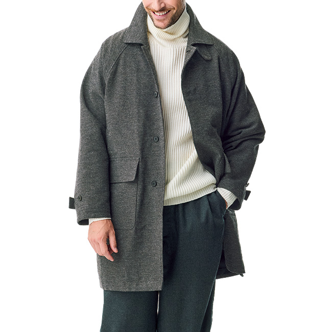 ビッグシルエット・ツイード調ロングコート