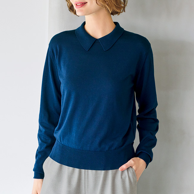 ポロ襟のプルオーバー