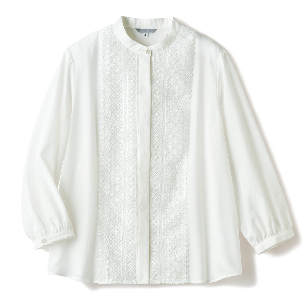 綿シルクレース使いブラウス