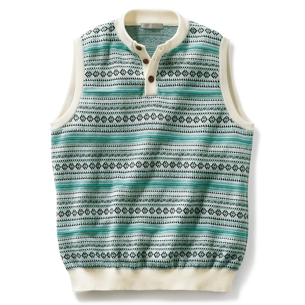 洗えるカシミヤ混・フェアアイル柄ニットベスト