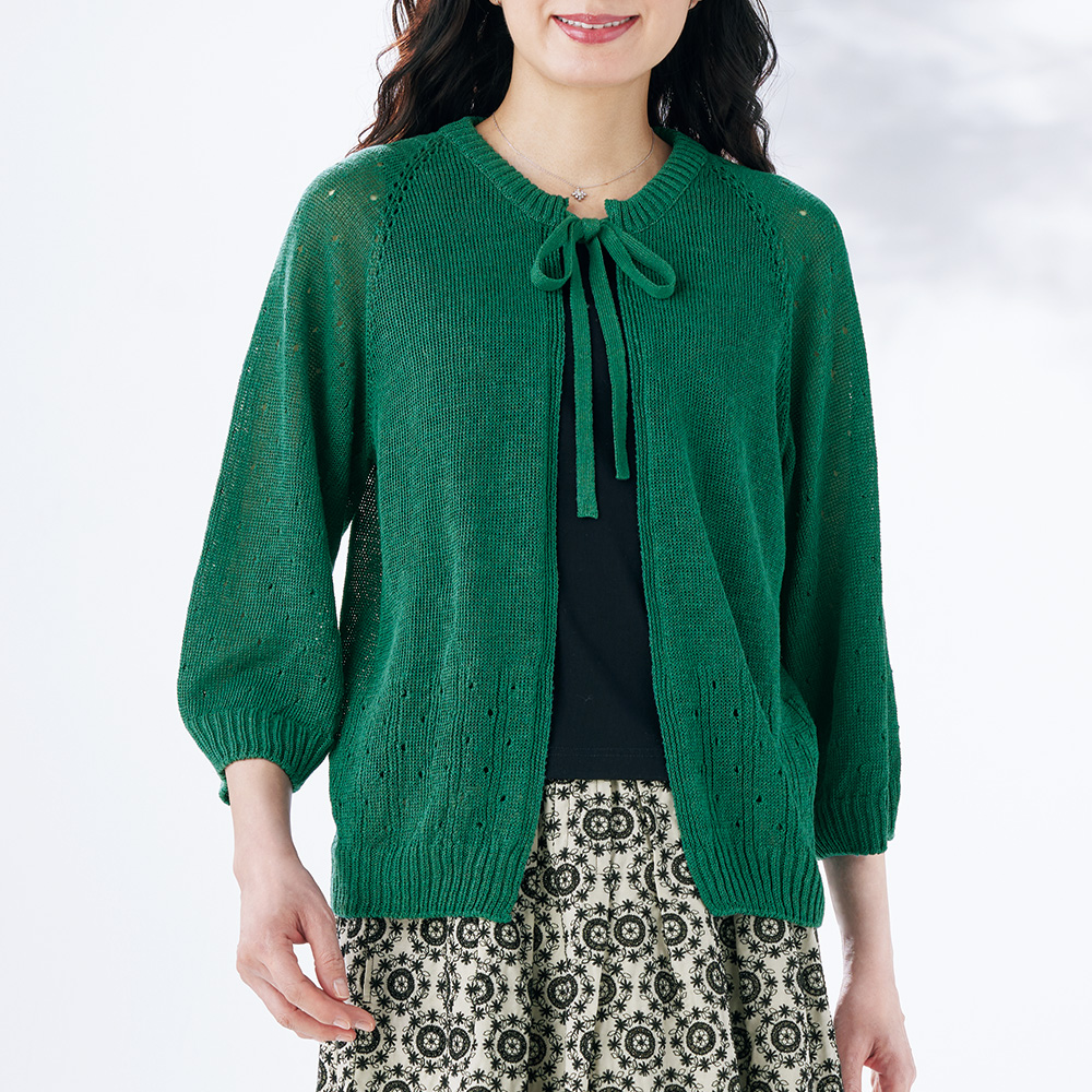 リネンのボレロ風カーディガン