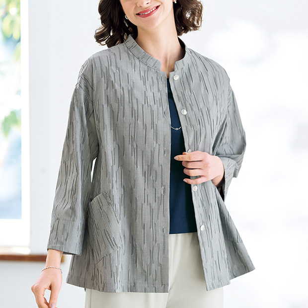 コットン混変わりドビーストライプジャケット