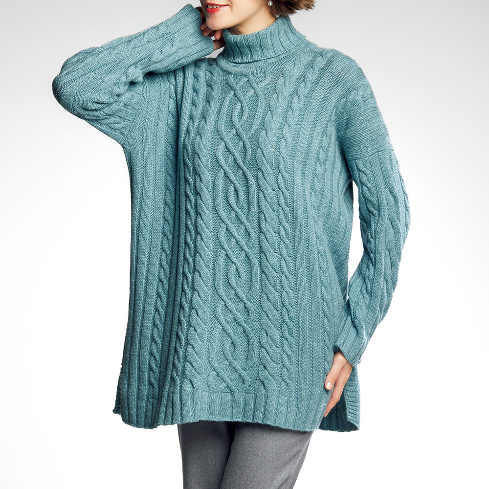 カシミヤ･ケーブル編みチュニック