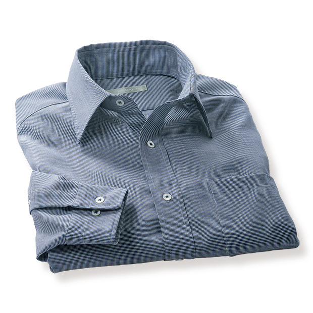 洗えるスーパー120′Sウール・多機能千鳥格子シャツ