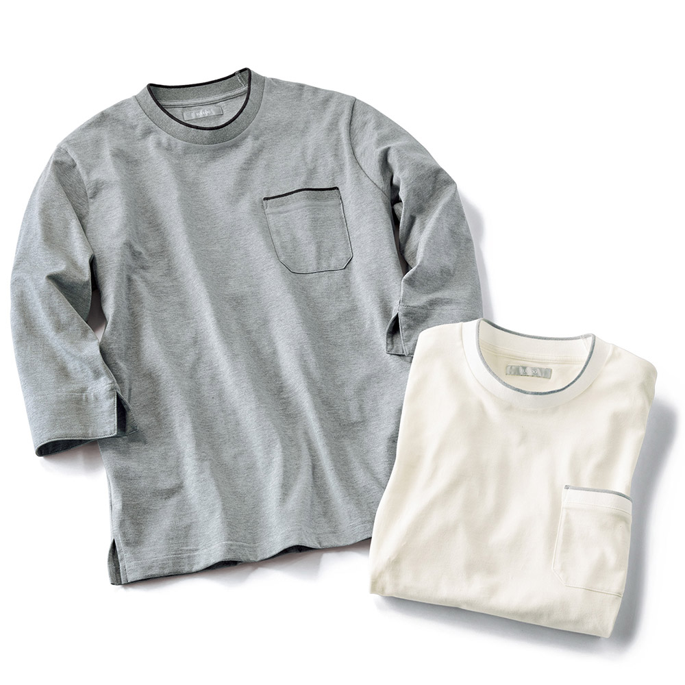 七分袖コットンTシャツ／2色セット