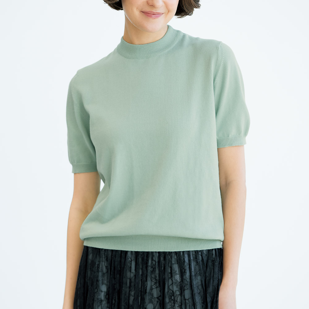 コットン半袖ニット