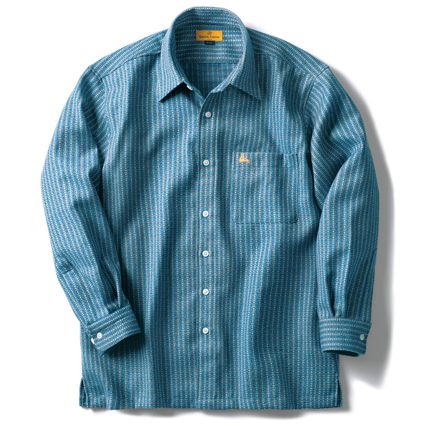 洗えるウールカシミヤ･多色モザイク織りシャツ