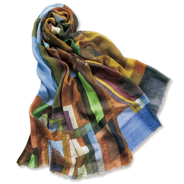 ウール混プリントストール