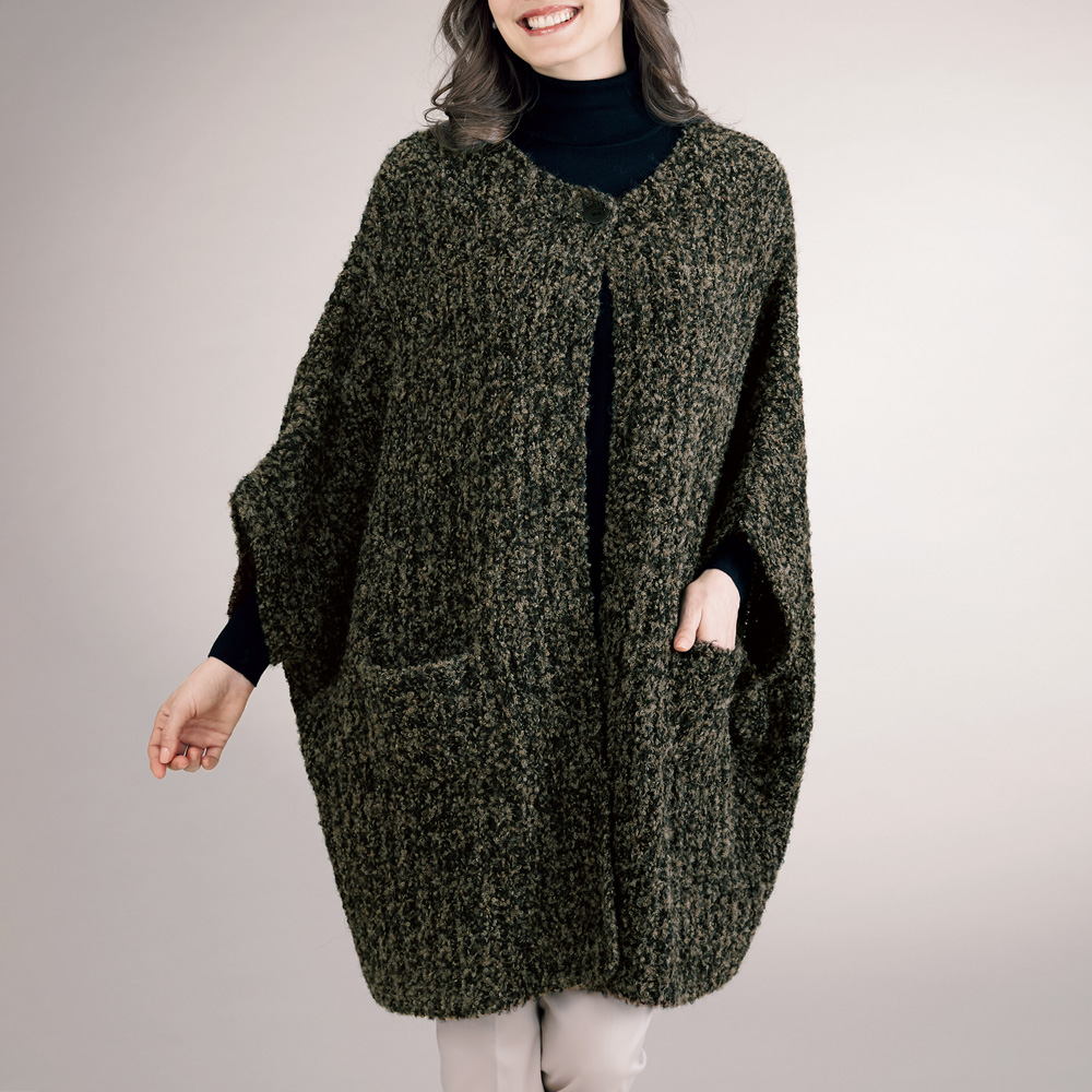 アルパカ混ロングカーディガン