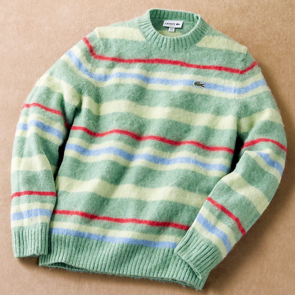 ウールアルパカ混ボーダーセーター