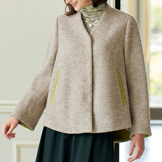 イタリア製生地使用デザインショートコート