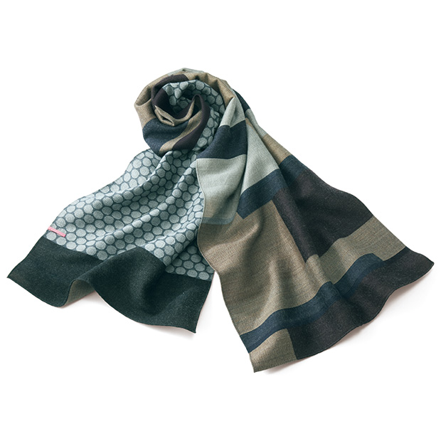 播州織りウールコットンジャカードストール