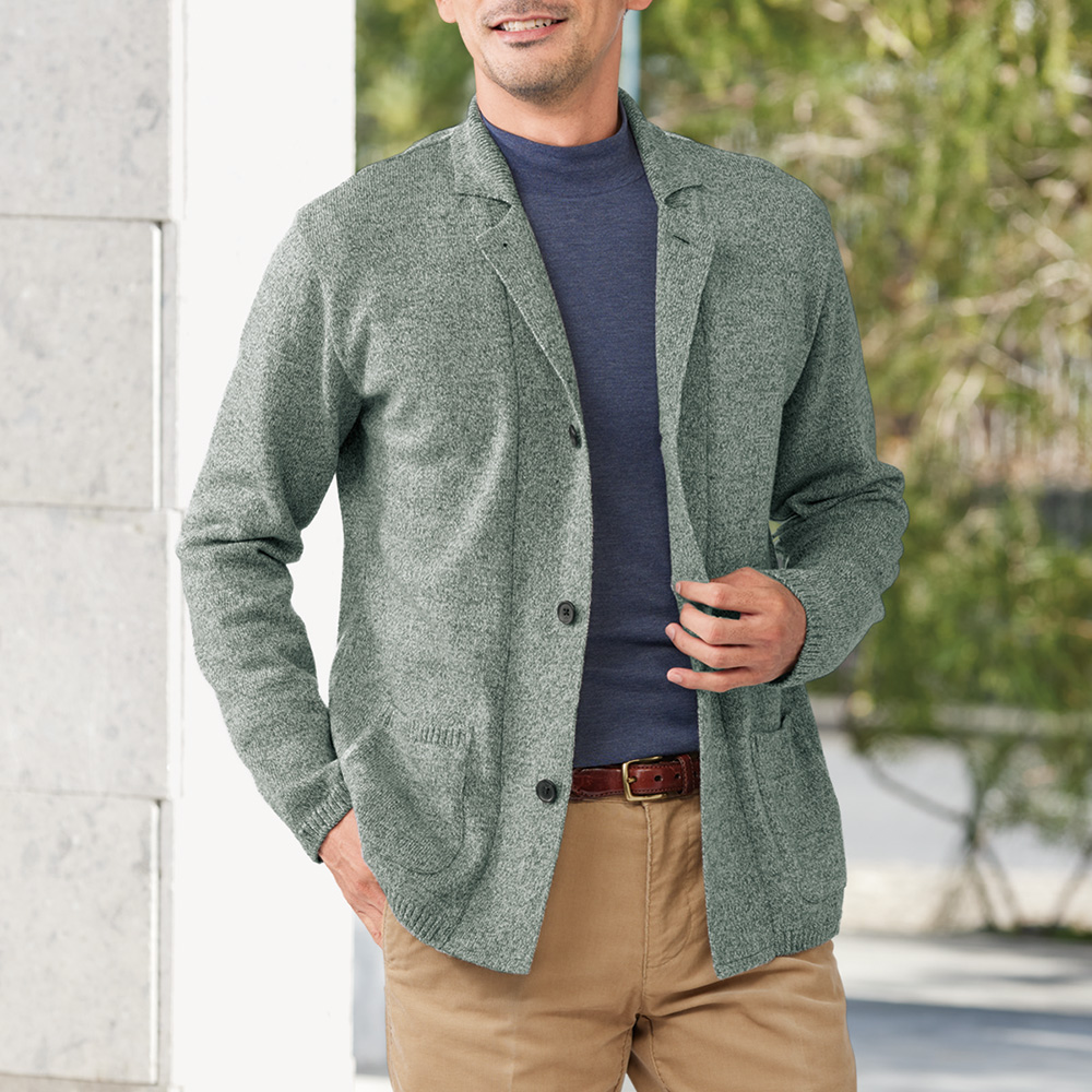 洗えるウール･撚り杢カーディガン