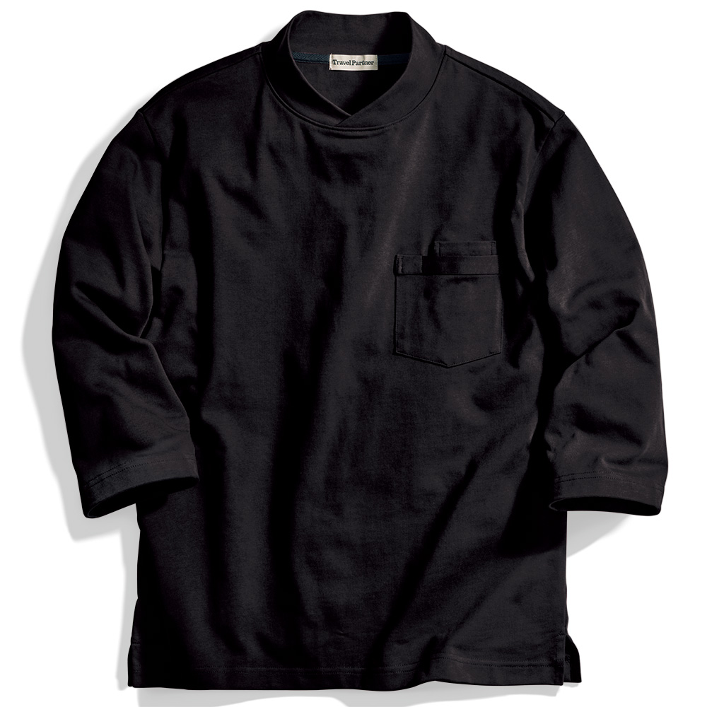 厚手コットン地の七分袖Tシャツ