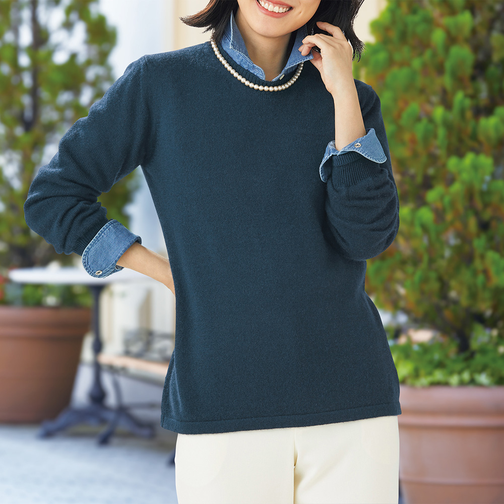 カシミヤクルーネックプルオーバー