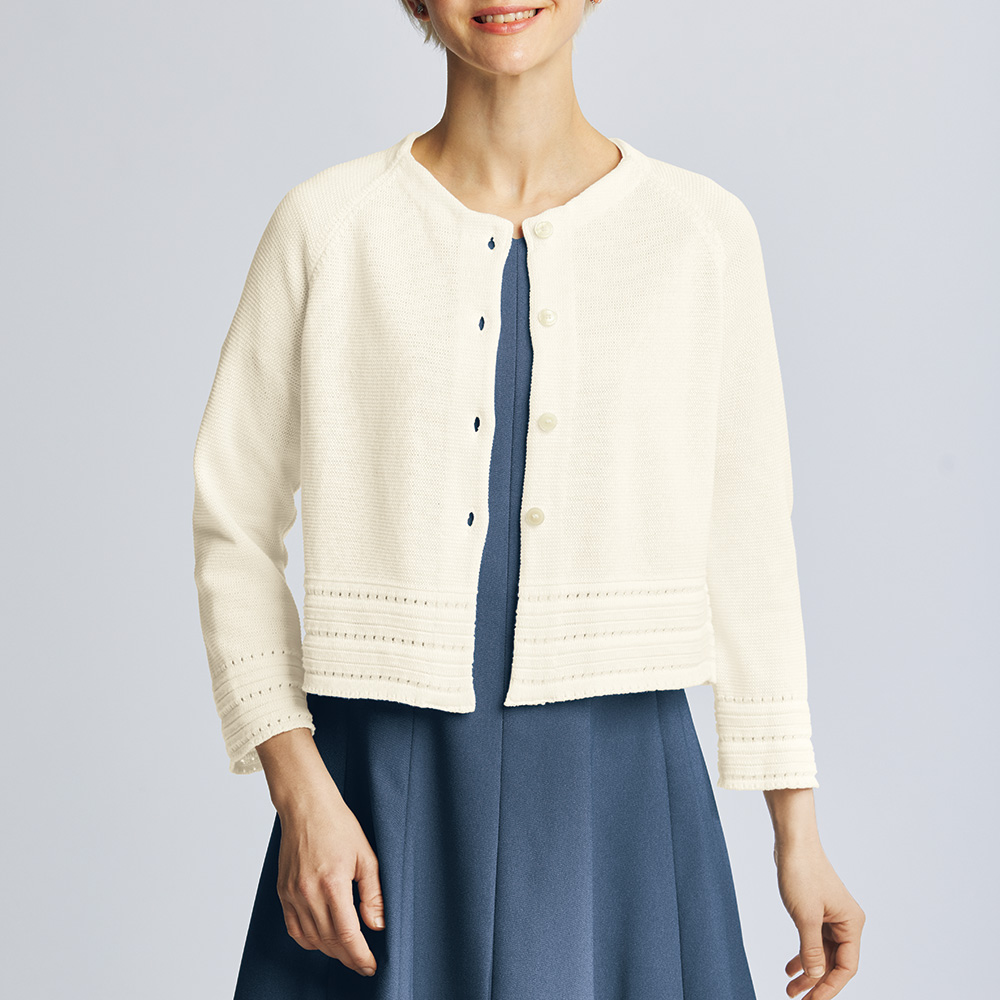 コットンリネンのニットボレロ